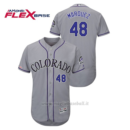 Maglia Baseball Uomo Colorado Rockies German Marquez 150th Aniversario Patch Flex Base Grigio